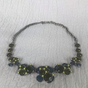Statement necklace silver blue and olive